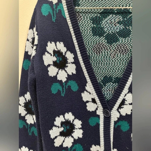 p.a.r.o.s.h‎ Navy Wool Sweater Cardigan  w/  Flowers. Size Small A0040 - Picture 8 of 10